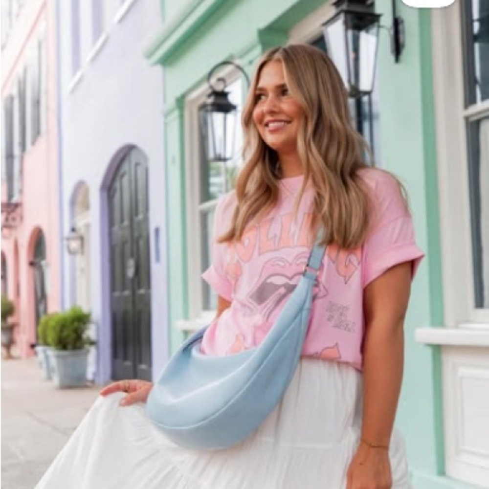 Poppy & Peonies Sky Blue Shoulder Bag